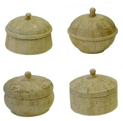 Handcrafted Round Bone Box 5x5 Inch for Decorative Storage