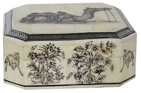 Handmade Bone Painting Box 6x6 Inch for Decorative Purposes
