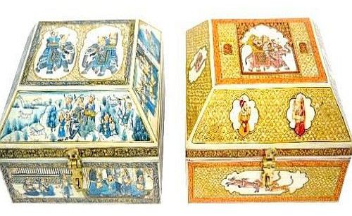 Pair OF Bone Painting Box, Color : Multicolor