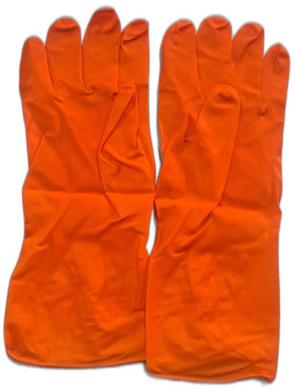 Regular Orange Latex Hand Gloves