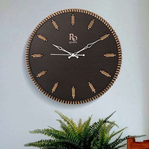 Black Tide Grand Tripple-Line Jute Silent Drift Wall Clock