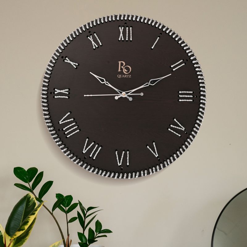 Blackwood Silver Tarkashi Grand Hand Woven Silent Voyage Roman Numeral Wall Clock