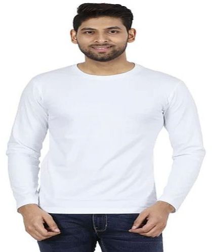 Plain Mens White Cotton Full Sleeves T-Shirt Xxl, Xl