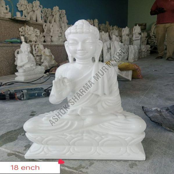 12 Inch White Marble Buddha Statue