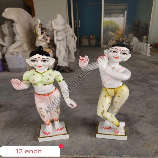 9 Inch Marble Iskcon Radha Krishna Statue