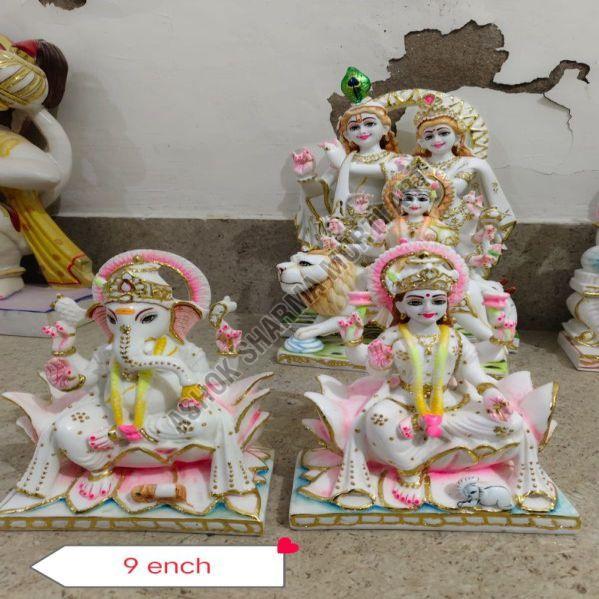 9 Inch Marble Laxmi Ganesh Statue