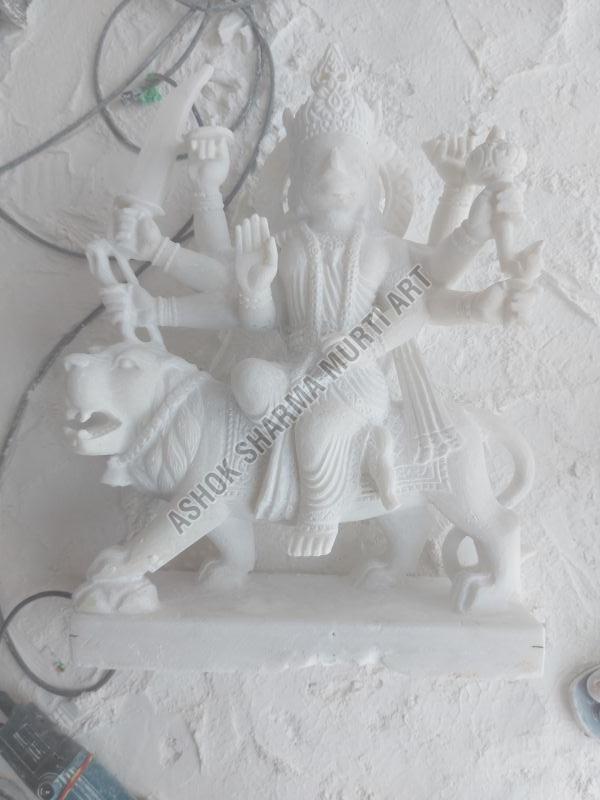 White Maa Durga Marble Statue