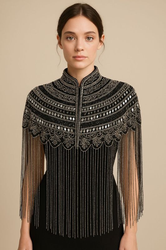 Ladies Mattalic Embellished Poncho