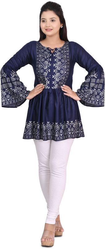 Women Cotton Bell Sleeves Printed Tunics