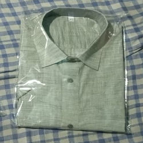 Mens Grey Cotton Half Sleeve Shirt
