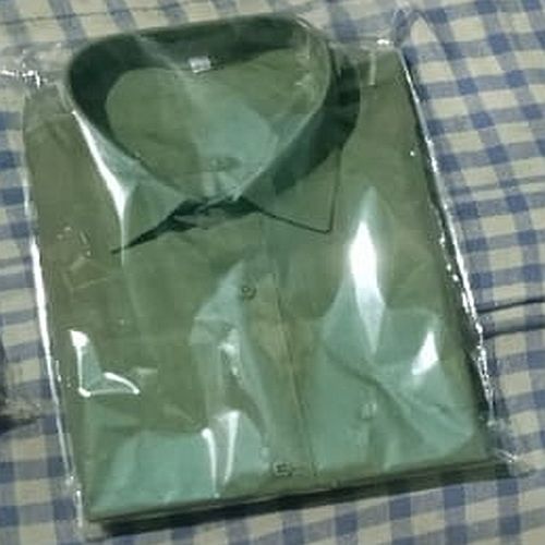 Mens Plain Green Half Sleeve Cotton Shirt