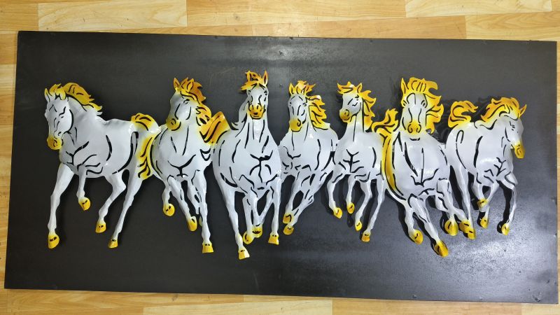 7 Horse Running Metal Wall Hanging