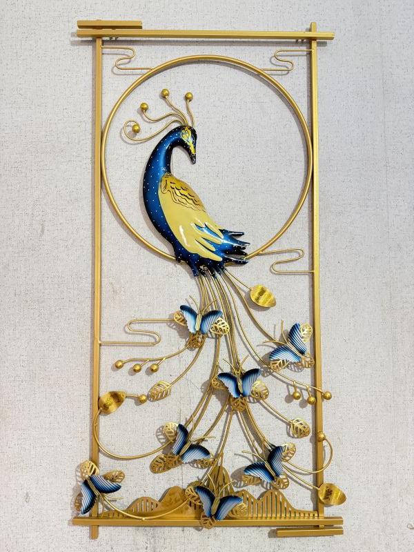 decorative colorful peacock handcrafted metal wall hanging