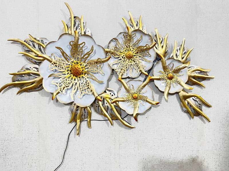 Handmade Golden Petal Bloom Metal Flower Wall Art