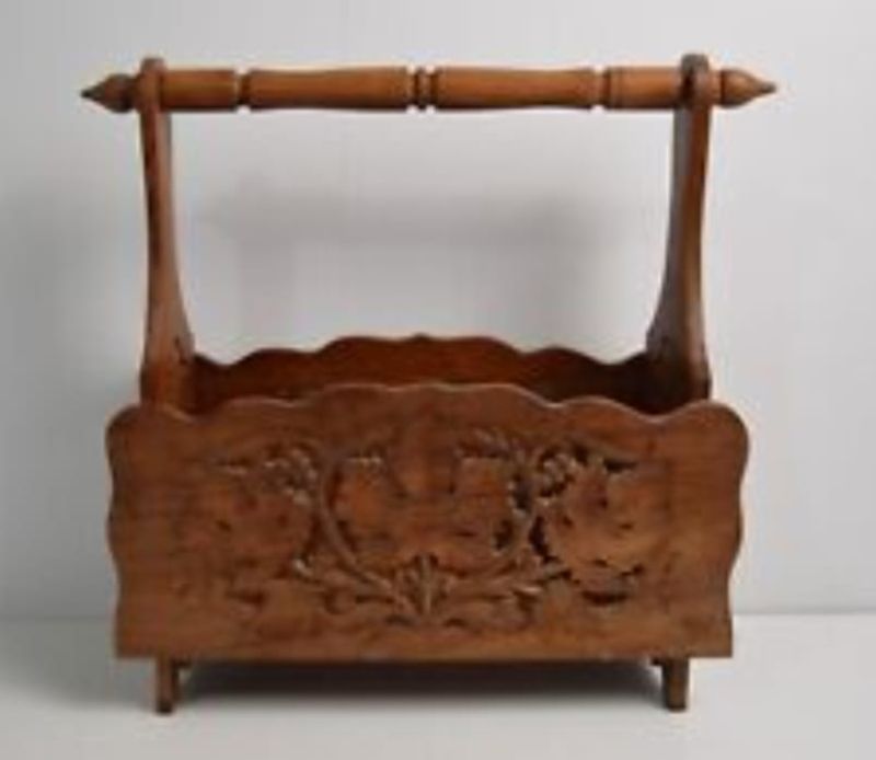 Brown Wooden Sheesham Magazine Holder