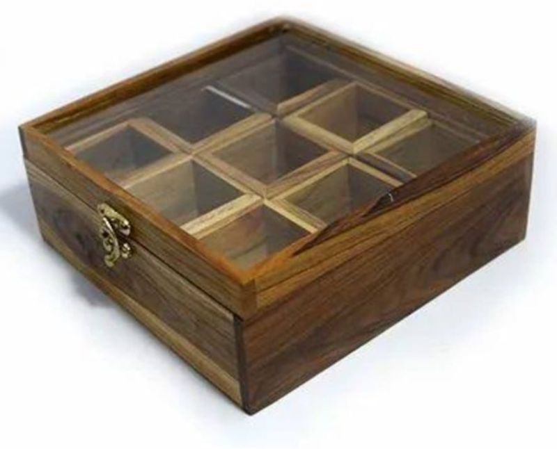 Sheesham Wood 9 Containers Spice Box