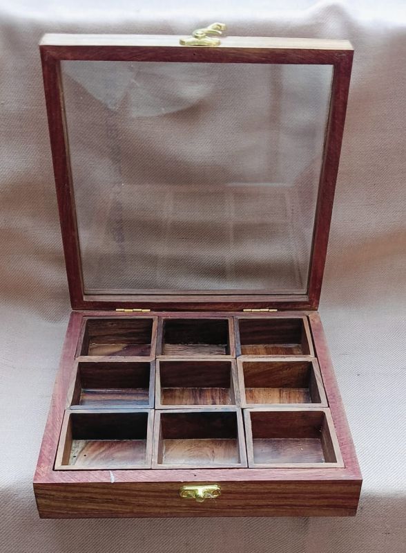 Wooden Sheesham Wood 12 Containers Spice Box