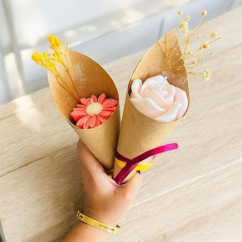 Wax Scented Single Flower Candle Bouquet, Color : Assorted