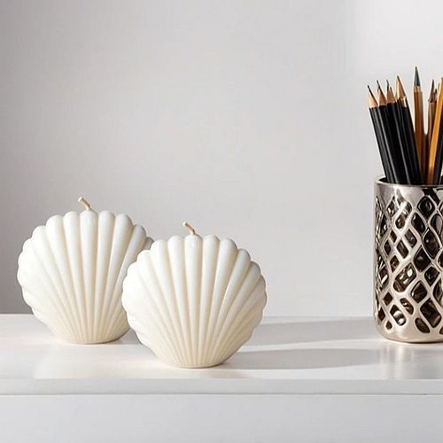 Soy Wax White Sea Shell Scented Candle for Home Decor, Aromatherapy