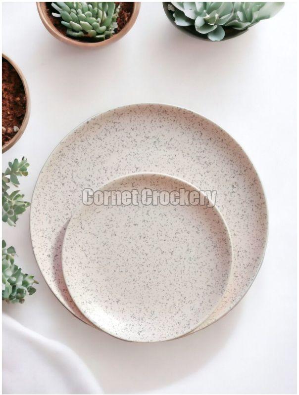 Ivory Dot Ceramic Round Plates