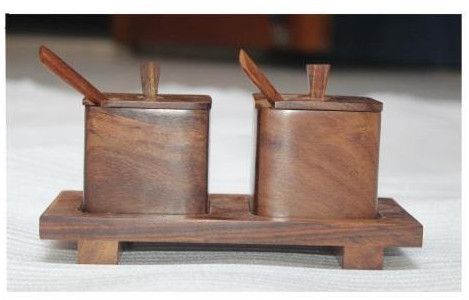 Wooden Jar With Tray