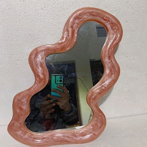 Decorative Brown Resin Wavy Mirror