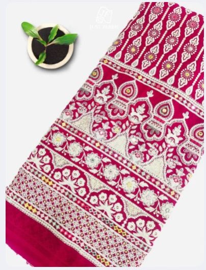 Chikankari Lucknowi Thread Work Georgette Fabric