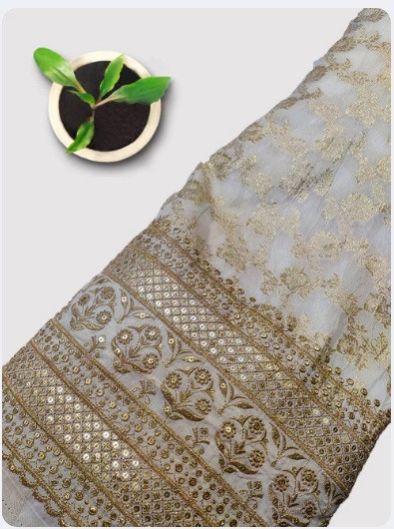 Dyeable Banarasi Silk Brocade Embroidery Zari Work Saree