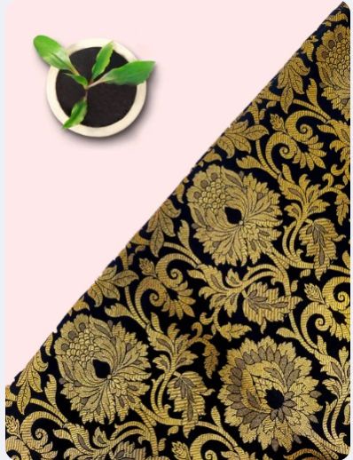 Golden Banarsi Silk Brocade Silk Fabric