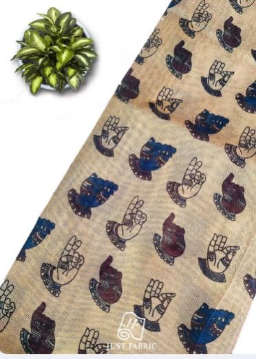 Hand Block Print All over on Fine Kota Doria Fabric Fabric