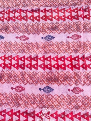 Hand Block Print All over on Royal Chanderi Silk Fabric ( 44