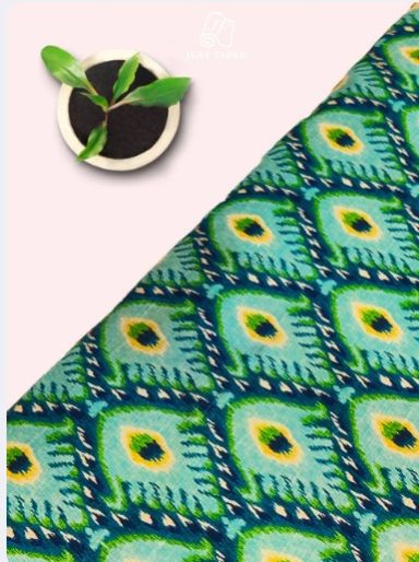 Ikkat Print Allover on Silk Fabric With Print