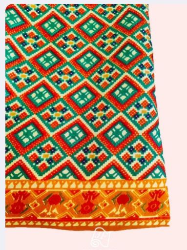 Patan Patola Digital Print All over with Border on Fine Dupian Silk Fabric