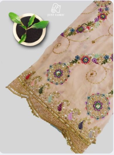 Sequins Thread Work Leheriya Pattern Georgette Fabric