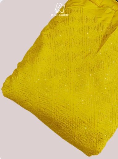 Thread & Sequins Work OF Diamond Jaal Allover on Upada Silk Fabric