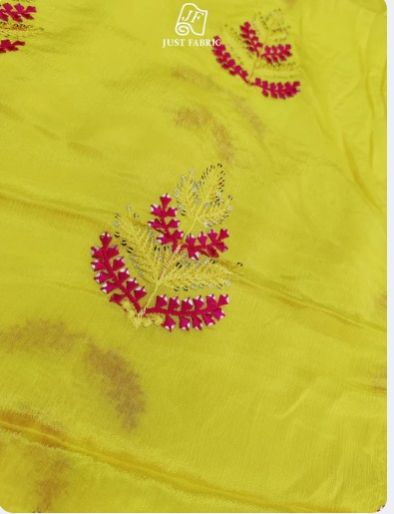 Thread & Sequins Workflower Butti on Chinon Fabric With Embroidery