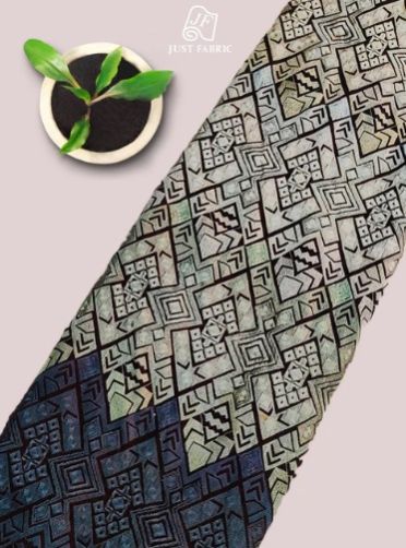 Thread Work OF Geometric Jaal Allover Tussar Silk Fabric