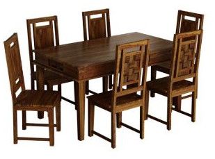Solid Wood 6 Seater Dining Set in Provincial Teak Finish