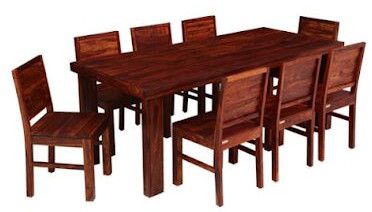 Solid Wood 8 Seater Dining Set in Honey Oak Finish
