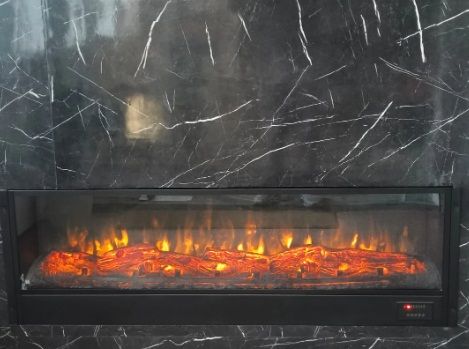 Metal Glass Electric Modern Sleek Fireplace, Color : Black for Indoor