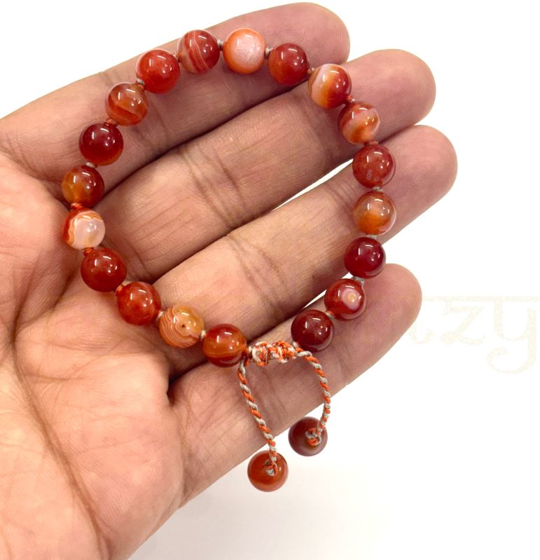 Handmade, Natural &AMP;AMP; Beautiful 8mm Red Agate or Suleimani Gemstone Hand-Knotted Protection Bracelet