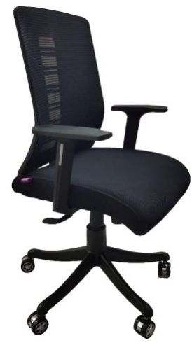 Adjustable Handle Mesh Medium Back Chair in Black