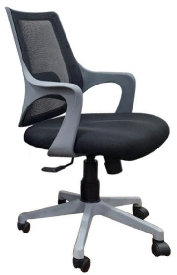 Adjustable Seat Height Chair for Office and Cubicle in Grey Colour - Fix Arms Support