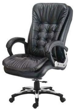 Caution High Back Chair In Natural Finish (Black, Leather)