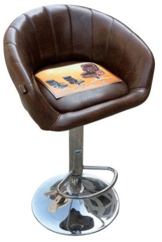 Dark Brown Metal Leatherette Finish High Bar Stool