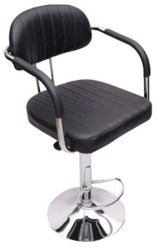 Iron Bar Stool/chair In Black Cushion Seat