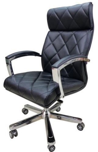 Revolving Chair in Black Leather for Office