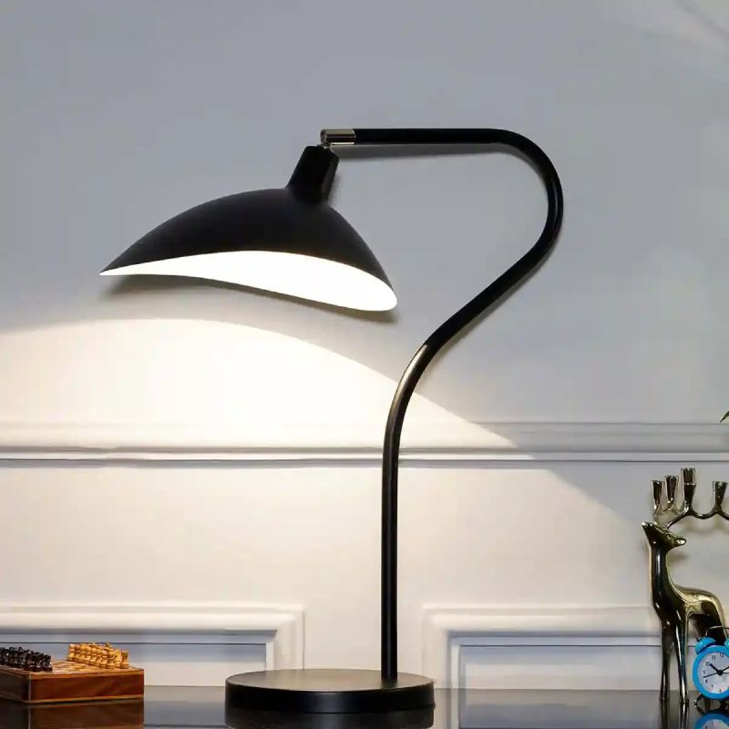 Black Finish Metal Study Table Lamp