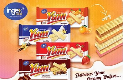 Yum Cream Wafer, Color : Brown for Snack