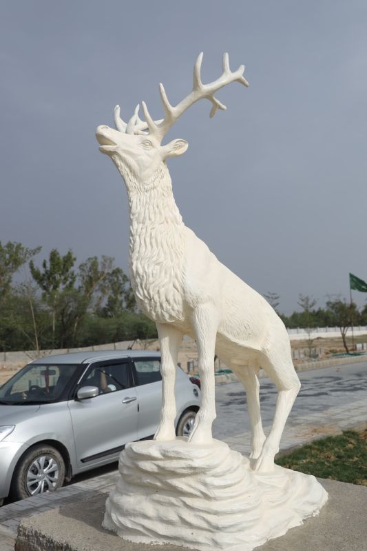 Hand Carved Marble Deer Sculpture